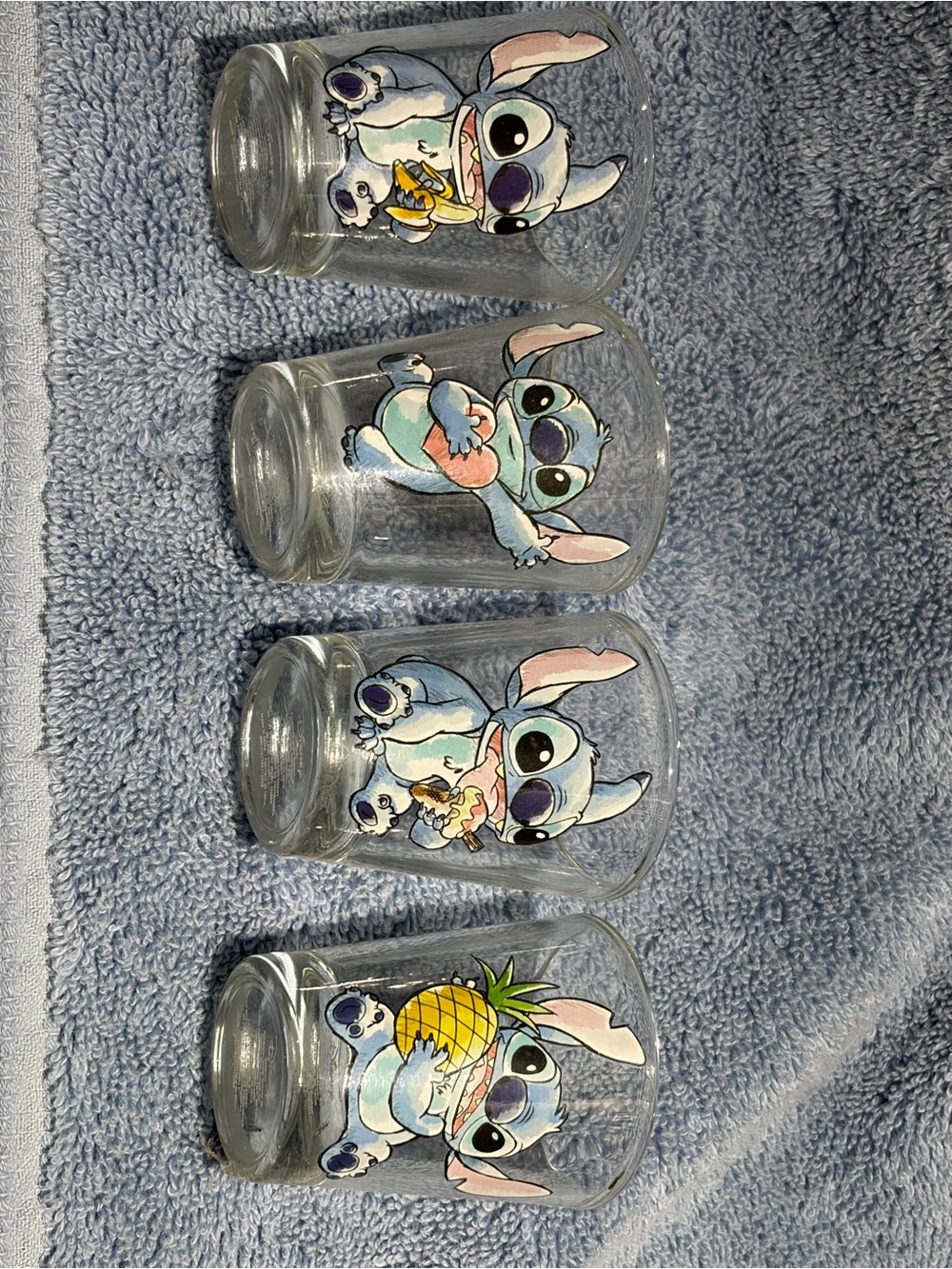 Disney Stitch set of 4 glass Shot  glasses